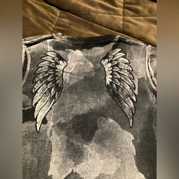 Sinful brand, size medium, 100% cotton, black and gray tee - Picture 2 of 8